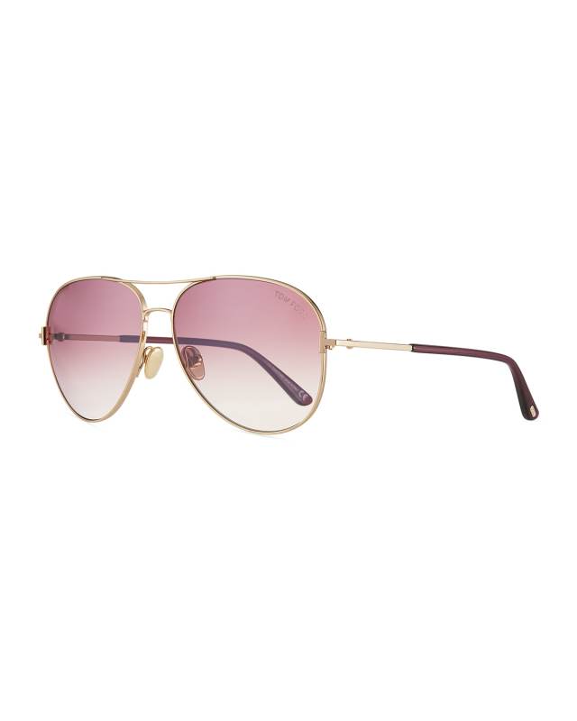 Clark Metal Aviator Sunglasses, Pink/Gold
